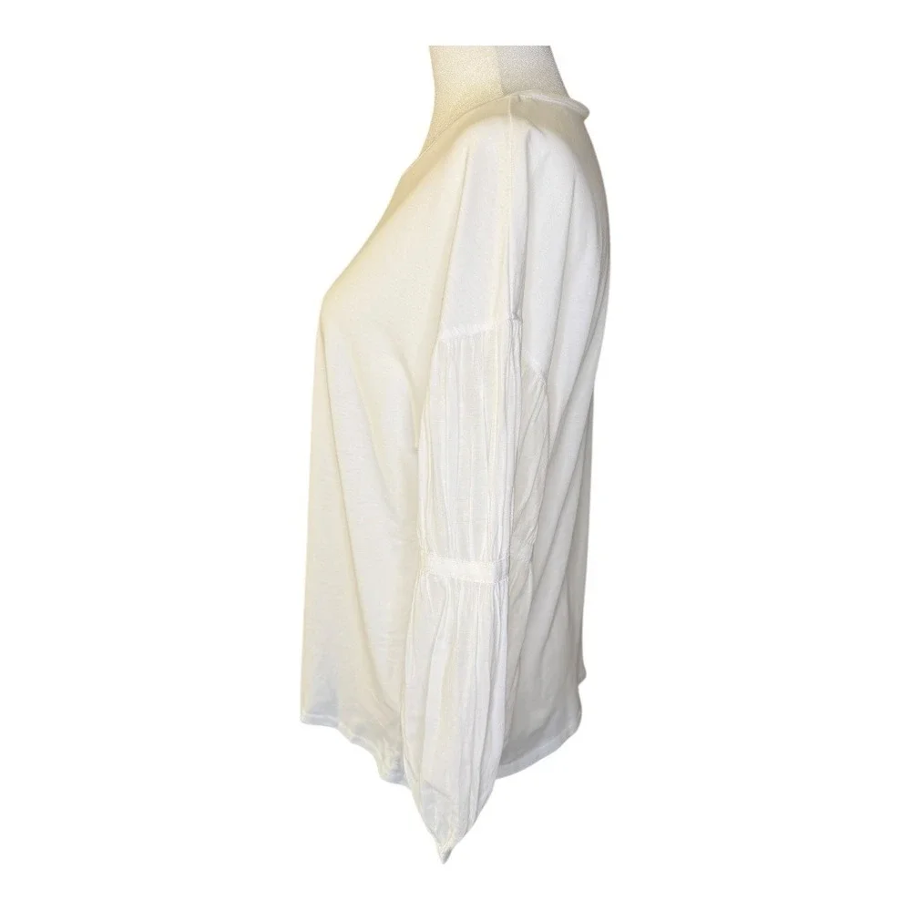 Madewell White‎ Puff-Sleeve Drop-Shoulder Knit Top Size Medium NWT